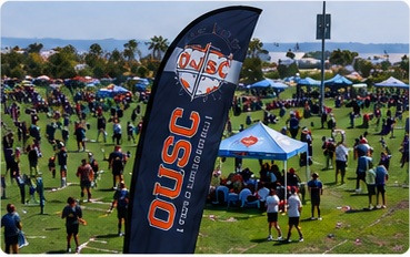 OUSC soccer tournament with players, families, and club tents